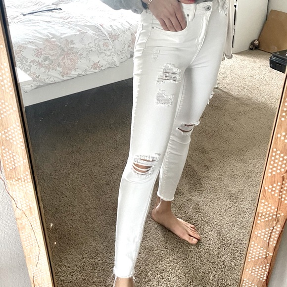 PACSUN WHITE RIPPED PANTS - Picture 1 of 4